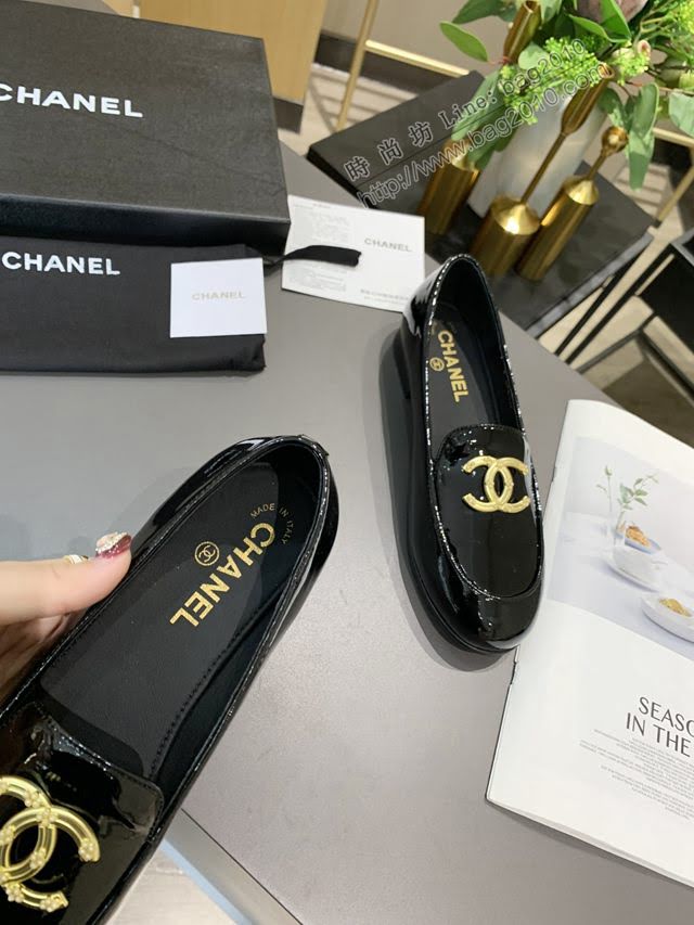 Chanel女鞋 香奈兒高版本2020早春新款單鞋 Chanel羊皮平跟女皮鞋  naq1167